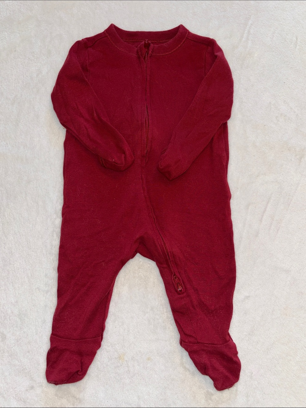 (2 for $10) old navy Cozy Red Footie sleeper 2 way Zipper Pajamas 0-3 month